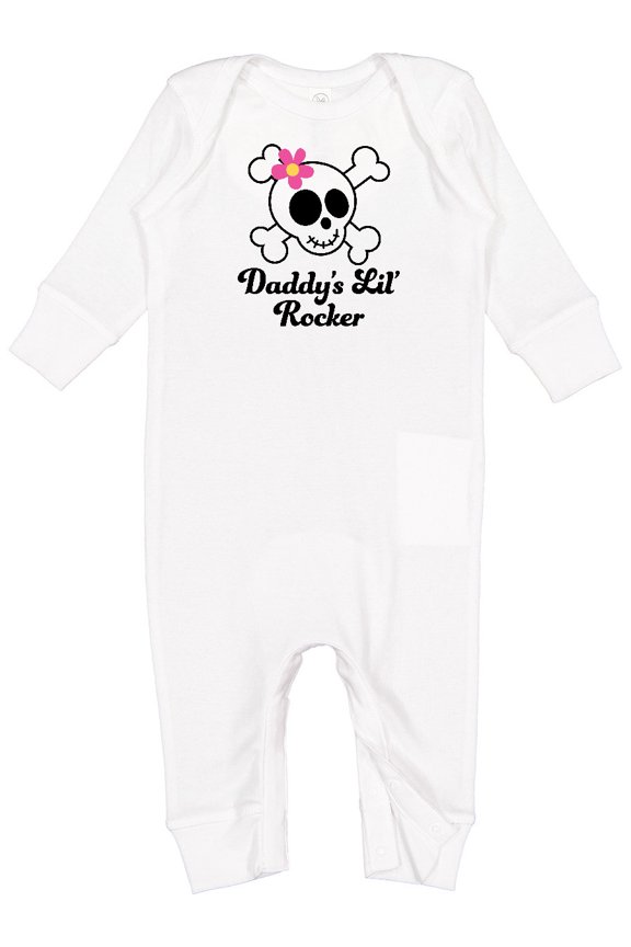 Daddy's Little Rocker Skull Baby Romper Coveralls
