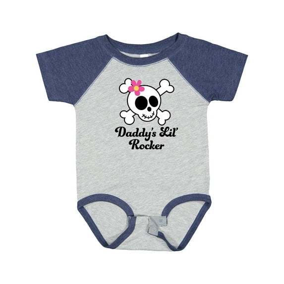 Inktastic Daddy's Little Rocker Skull Girls Baby Bodysuit