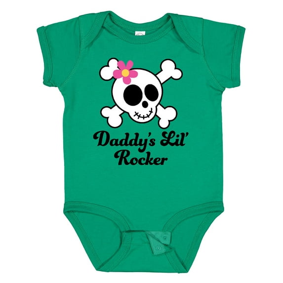 Inktastic Daddy's Little Rocker Skull Girls Baby Bodysuit
