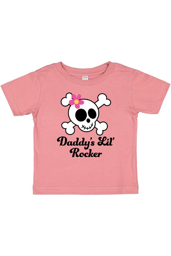 Daddy's Little Rocker Skull Girls Baby T-Shirt