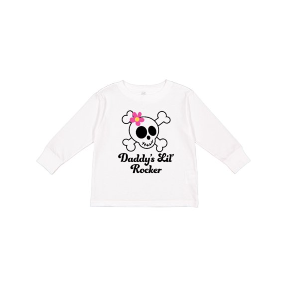 Inktastic Daddy's Little Rocker Skull Girls Long Sleeve Toddler T-Shirt