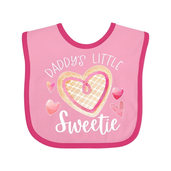 Inktastic Daddy's Little Sweetie with Pink Heart Cookie Boys or Girls Baby Bib
