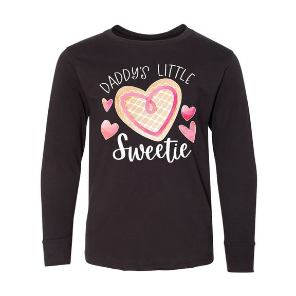 Inktastic Daddy's Little Sweetie with Pink Heart Cookie Long Sleeve Youth T-Shirt