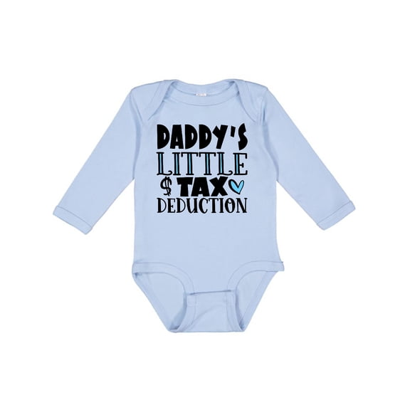 Inktastic Daddy's Little Tax Deduction Blue Hearts Boys or Girls Long Sleeve Baby Bodysuit
