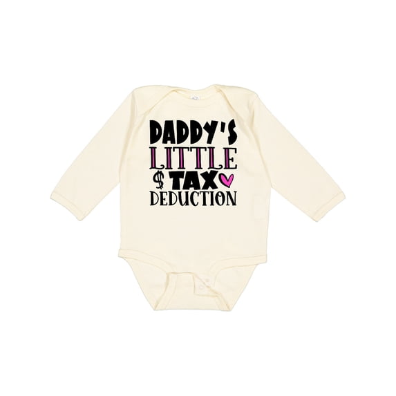 Inktastic Daddy's Little Tax Deduction Pink Hearts Boys or Girls Long Sleeve Baby Bodysuit