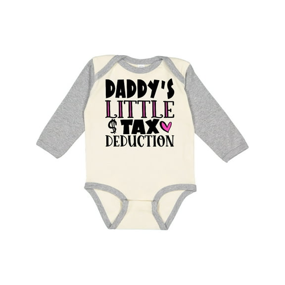 Inktastic Daddy's Little Tax Deduction Pink Hearts Boys or Girls Long Sleeve Baby Bodysuit