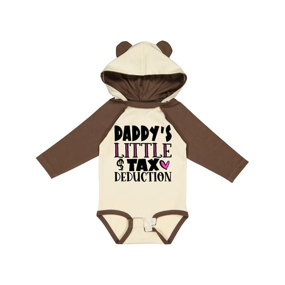 Inktastic Daddy's Little Tax Deduction Pink Hearts Boys or Girls Long Sleeve Baby Bodysuit