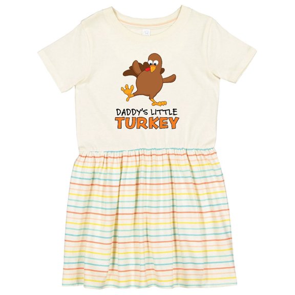 Inktastic Daddy's Little Turkey Girls Toddler Dress