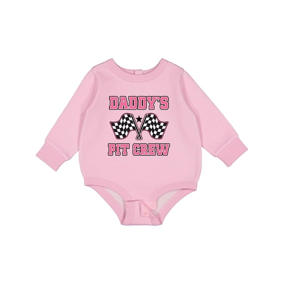 Inktastic Daddy's Pit Crew Design with Checkered Flags Baby Fleece Bodysuit