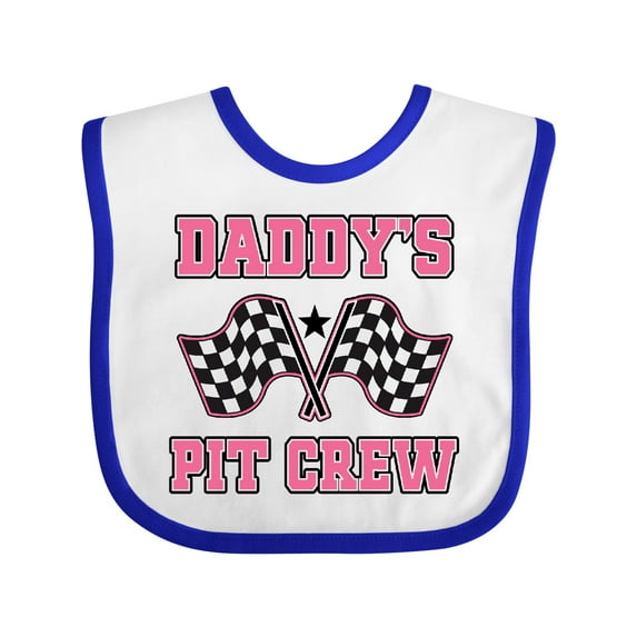 Inktastic Daddy's Pit Crew Design with Checkered Flags Girls Baby Bib