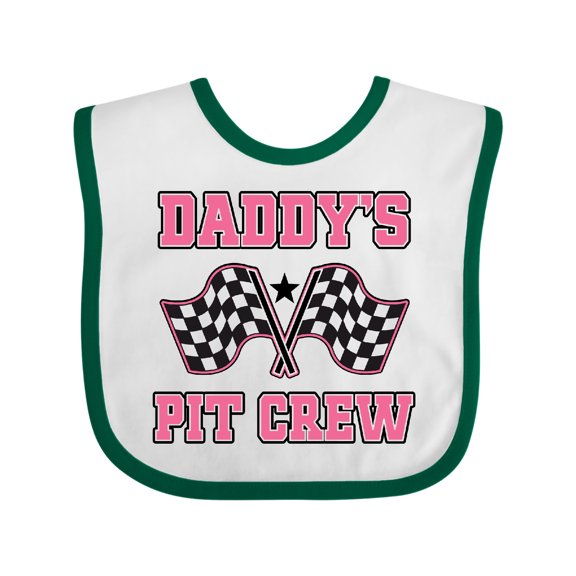 Inktastic Daddy's Pit Crew Design with Checkered Flags Girls Baby Bib