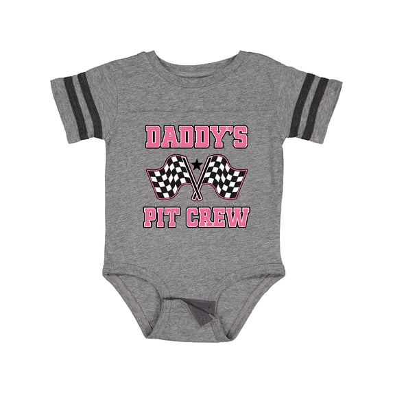 Inktastic Daddy's Pit Crew Design with Checkered Flags Girls Baby Bodysuit