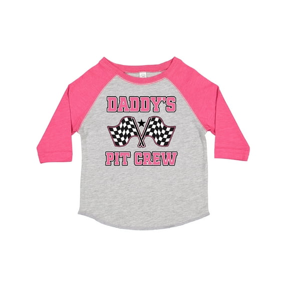 Inktastic Daddy's Pit Crew Design with Checkered Flags Girls Toddler T-Shirt
