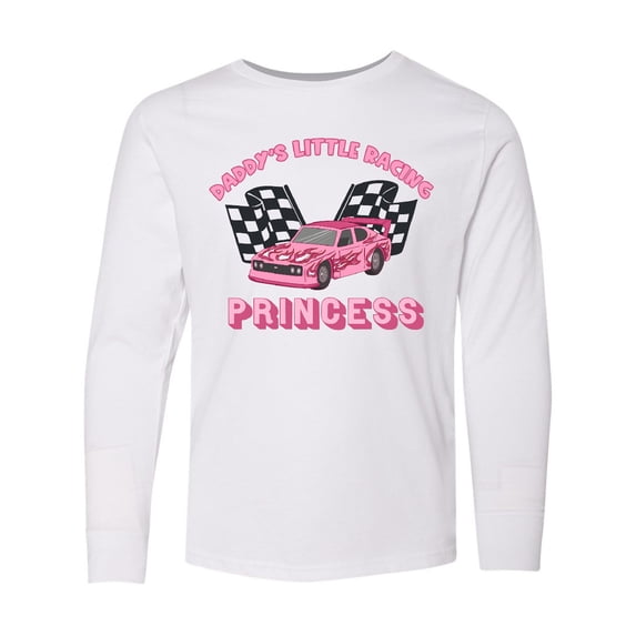 Inktastic Daddy's Racing Princess Pink Race Car Long Sleeve Youth T-Shirt