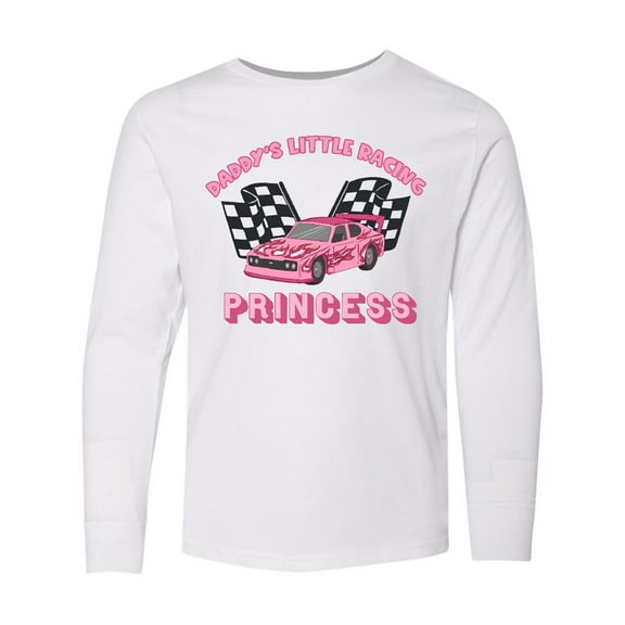 Inktastic Daddy's Racing Princess Pink Race Car Long Sleeve Youth T-Shirt