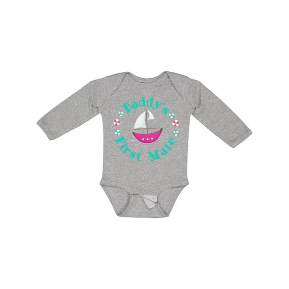 Inktastic Daddys First Mate (Girl) Girls Long Sleeve Baby Bodysuit