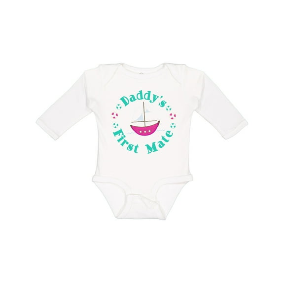 Inktastic Daddys First Mate (Girl) Girls Long Sleeve Baby Bodysuit