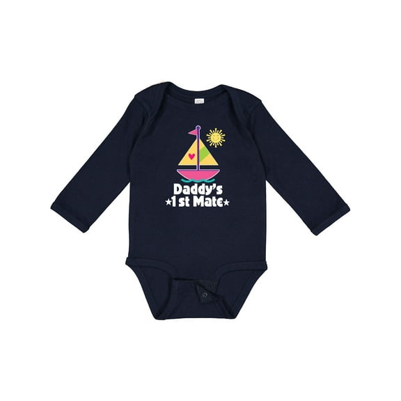 Inktastic Daddys First Mate Girls Nautical Sailboat Girls Long Sleeve Baby Bodysuit