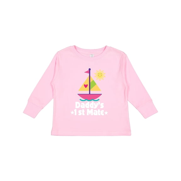 Inktastic Daddys First Mate Girls Nautical Sailboat Girls Long Sleeve Toddler T-Shirt
