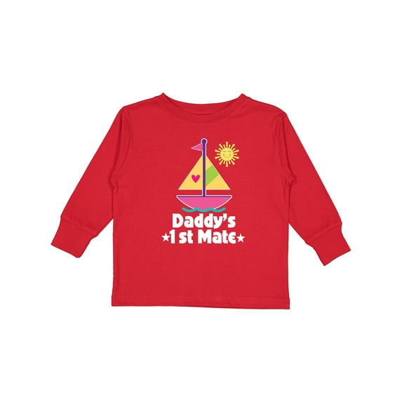 Inktastic Daddys First Mate Girls Nautical Sailboat Girls Long Sleeve Toddler T-Shirt