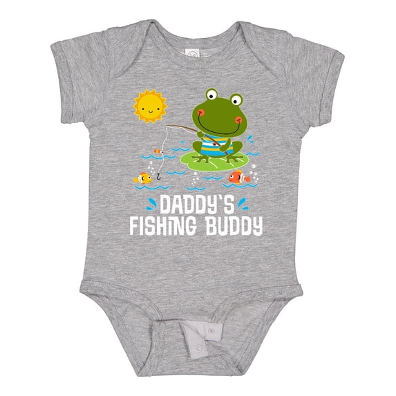 Inktastic Daddys Fishing Buddy Cute Frog Boys or Girls Baby Bodysuit