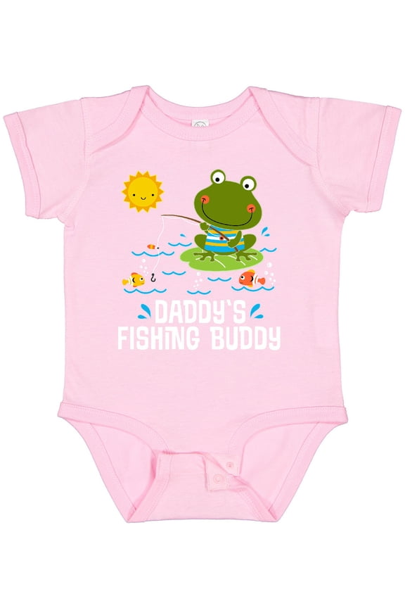 Daddys Fishing Buddy Cute Frog Boys or Girls Baby Bodysuit