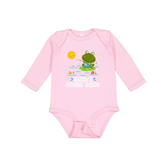 Inktastic Daddys Fishing Buddy Cute Frog Boys or Girls Long Sleeve Baby Bodysuit