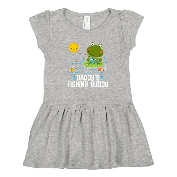 Inktastic Daddys Fishing Buddy Cute Frog Girls Toddler Dress