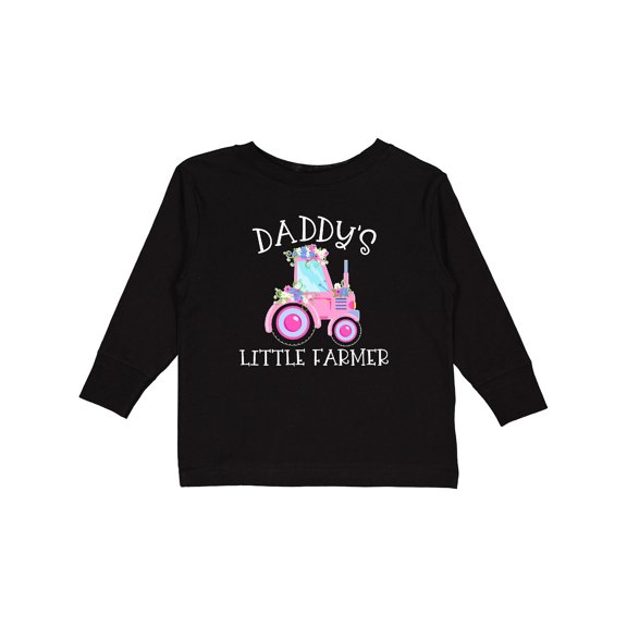 Inktastic Daddys Little Farmer- Pink Tractor and Flowers Boys or Girls Long Sleeve Toddler T-Shirt