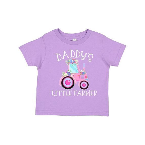 Inktastic Daddy's Little Farmer Pink Tractor and Flowers Boys or Girls Toddler T-Shirt