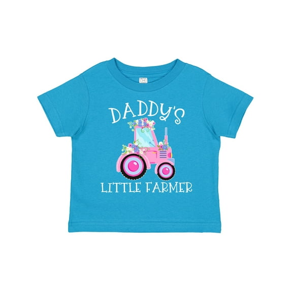 Inktastic Daddy's Little Farmer Pink Tractor and Flowers Boys or Girls Toddler T-Shirt