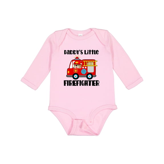 Inktastic Daddys Little Firefighter Boys or Girls Long Sleeve Baby Bodysuit