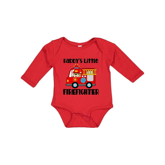 Inktastic Daddys Little Firefighter Boys or Girls Long Sleeve Baby Bodysuit