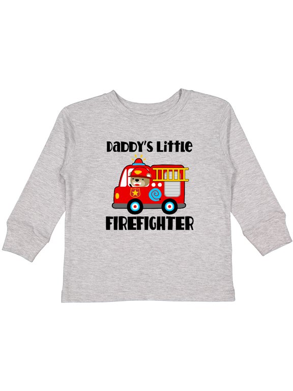 Daddys Little Firefighter Boys or Girls Long Sleeve Toddler T-Shirt