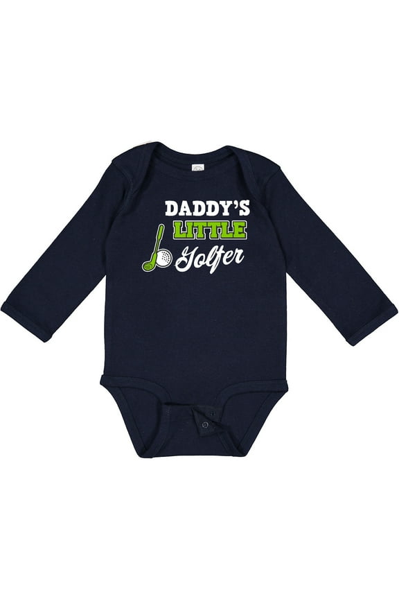 Daddys Little Golfer with Golf Club and Ball Boys or Girls Long Sleeve Baby Bodysuit