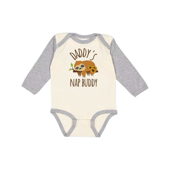 Inktastic Daddys Nap Buddy Sloth Boys or Girls Long Sleeve Baby Bodysuit