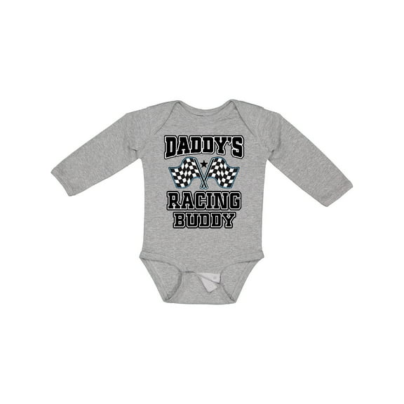 Inktastic Daddys Racing Buddy Car Flags Boys or Girls Long Sleeve Baby Bodysuit
