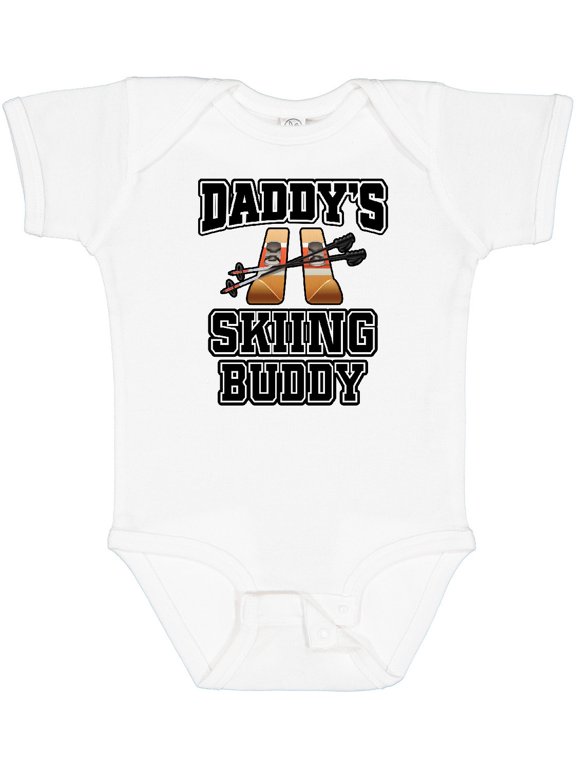 Daddys Skiing Buddy Kids Skis Boys or Girls Baby Bodysuit
