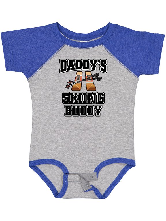 Daddys Skiing Buddy Kids Skis Boys or Girls Baby Bodysuit