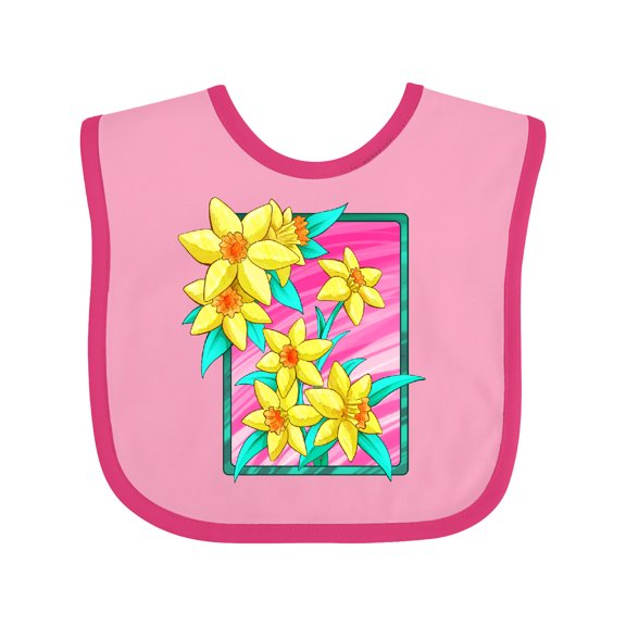Inktastic Daffodils 90's Retro Colors Illustration Boys or Girls Baby Bib