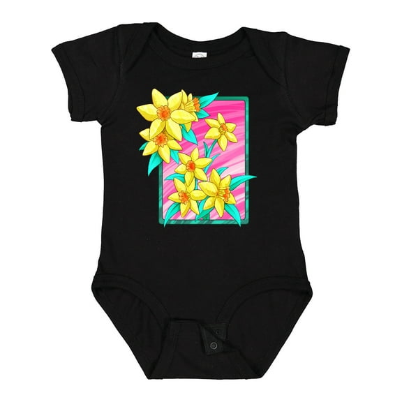 Inktastic Daffodils 90's Retro Colors Illustration Boys or Girls Baby Bodysuit