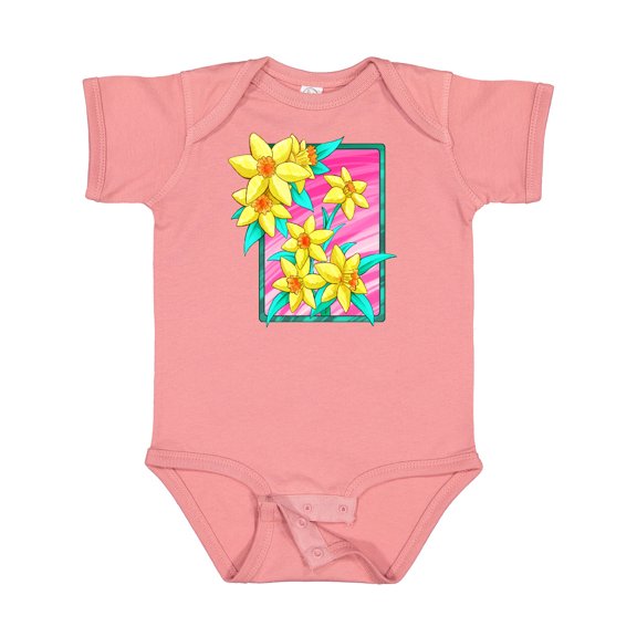 Inktastic Daffodils 90's Retro Colors Illustration Boys or Girls Baby Bodysuit