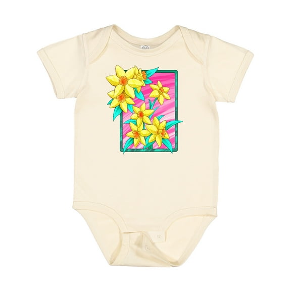 Inktastic Daffodils 90's Retro Colors Illustration Boys or Girls Baby Bodysuit