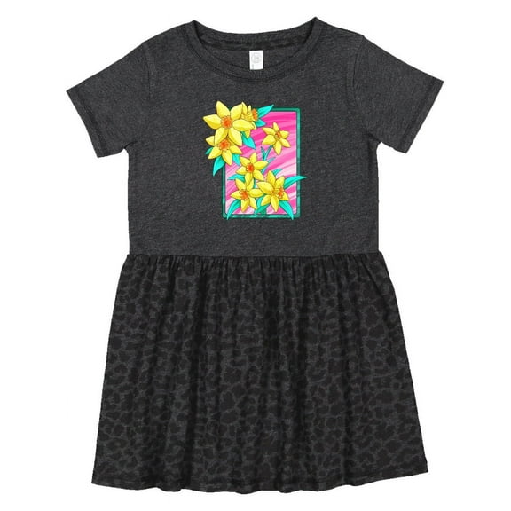 Inktastic Daffodils 90's Retro Colors Illustration Girls Toddler Dress