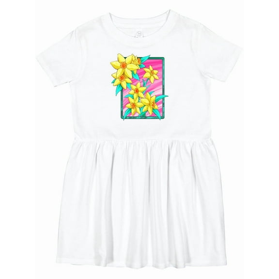Inktastic Daffodils 90's Retro Colors Illustration Girls Toddler Dress