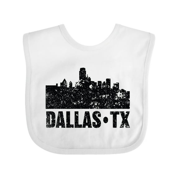 Inktastic Dallas Texas City Skyline with Grunge Boys or Girls Baby Bib