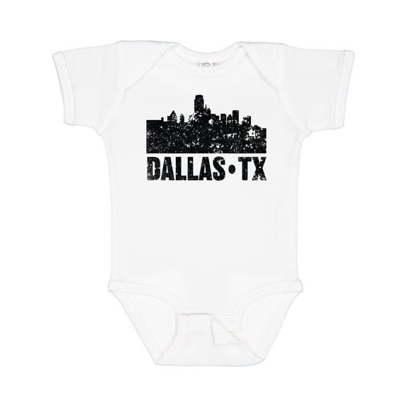 Inktastic Dallas Texas City Skyline with Grunge Boys or Girls Baby Bodysuit
