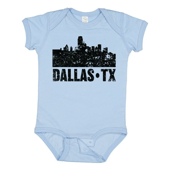 Inktastic Dallas Texas City Skyline with Grunge Boys or Girls Baby Bodysuit