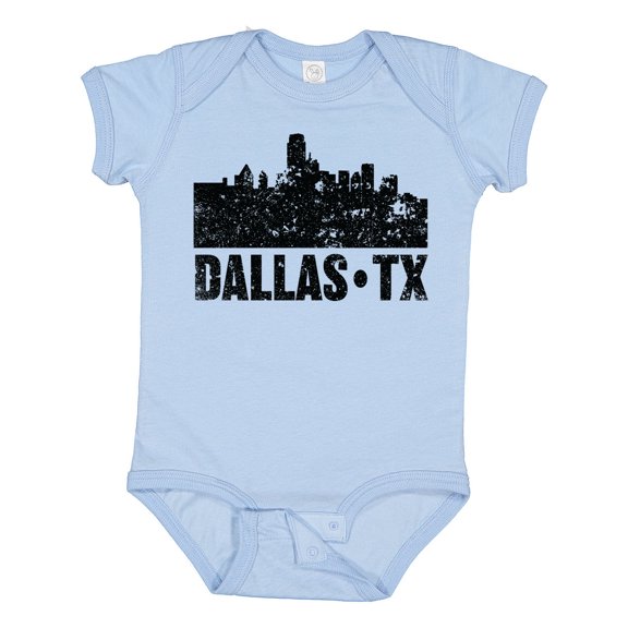Inktastic Dallas Texas City Skyline with Grunge Boys or Girls Baby Bodysuit