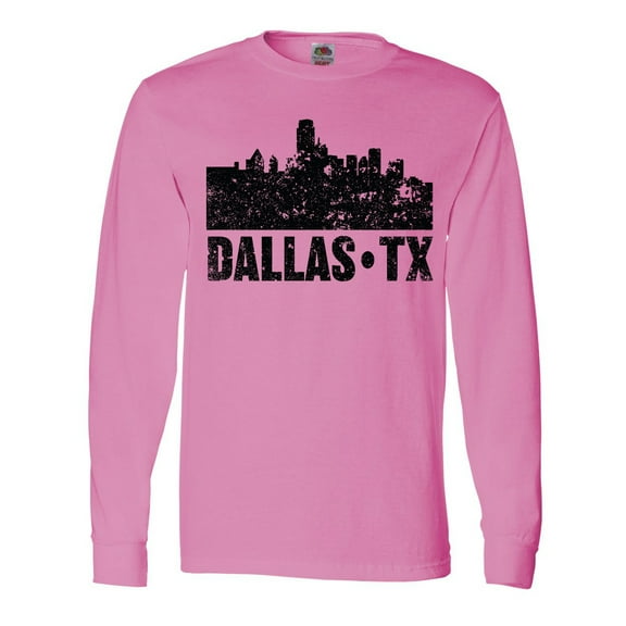 Inktastic Dallas Texas City Skyline with Grunge Long Sleeve T-Shirt